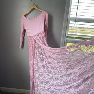 Elegant Pink Lace Maxi Dress